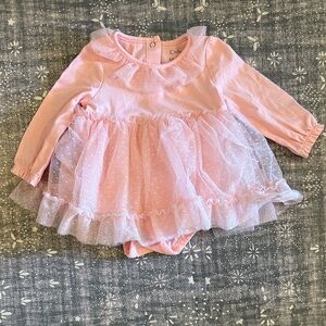 Pink Baby Dress with Tulle Overlay